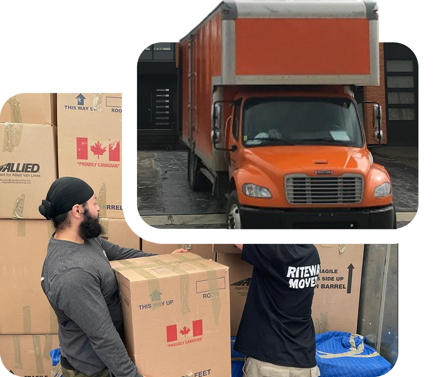 Riteway Movers team loading a customer's belongings beside a moving truck